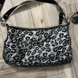 Coach Silver Leopard Print Cross Body Shoulder Bag